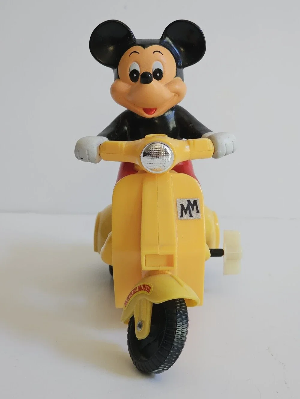 Vintage Mickey Mouse Yellow Wind-up Scooter Toy 1982 Masudaya Japan